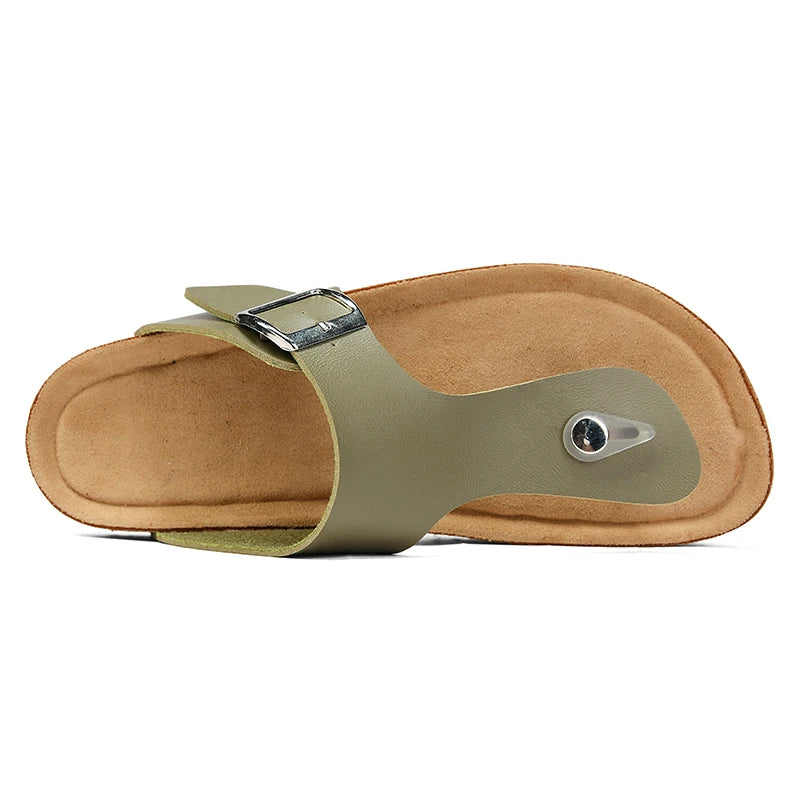 Men's Flip Flops Microfiber Leather Cork Slippers Clogs Outdoor Beach Casual Shoes Chanclas Hombre Durable Non-Slip Luxury Shoes