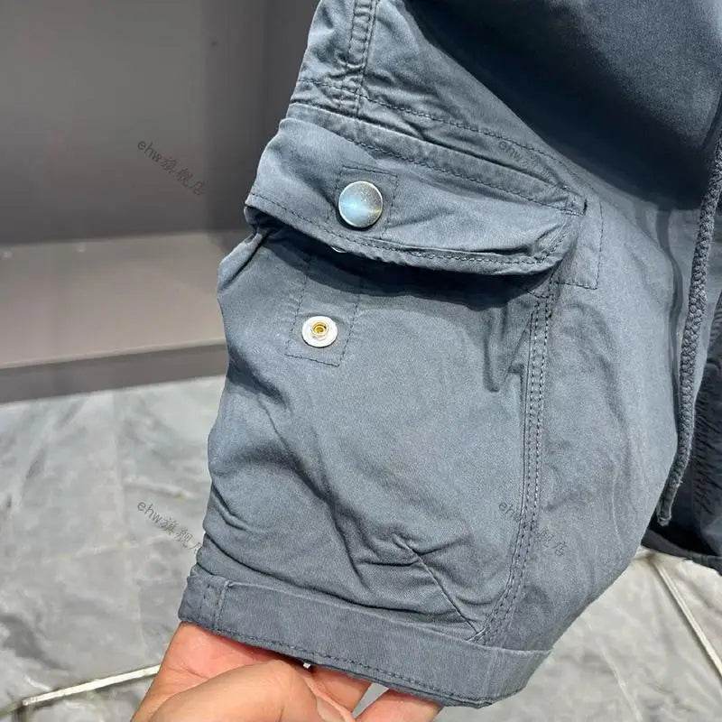2025 Summer Work Shorts for Men Casual Multi-pocket Loose Elastic Five Points - AIAZ