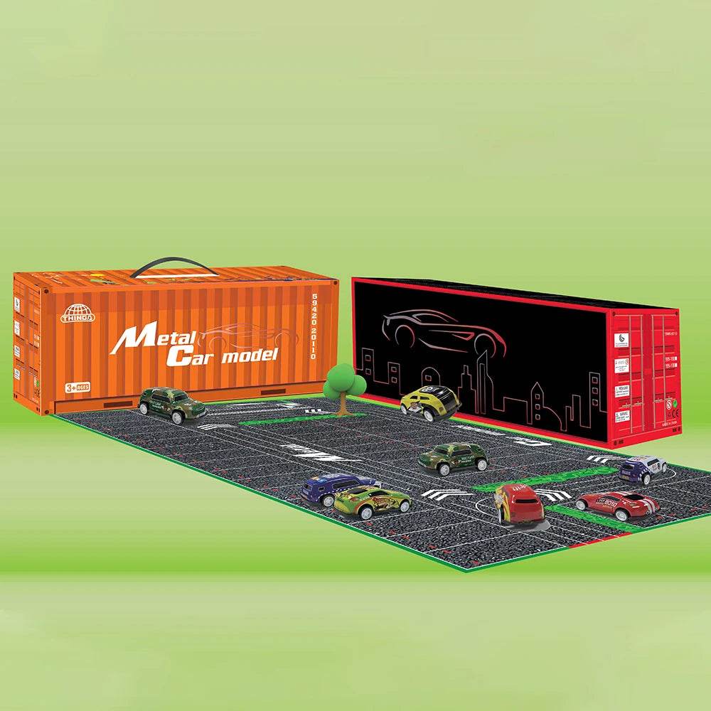 48 Pieces Mini Car Set Inertia Pull Back Cars for Boys Plastic Vehicle Model with Container Collection Toy Birthday Gift for Kid - AIAZ