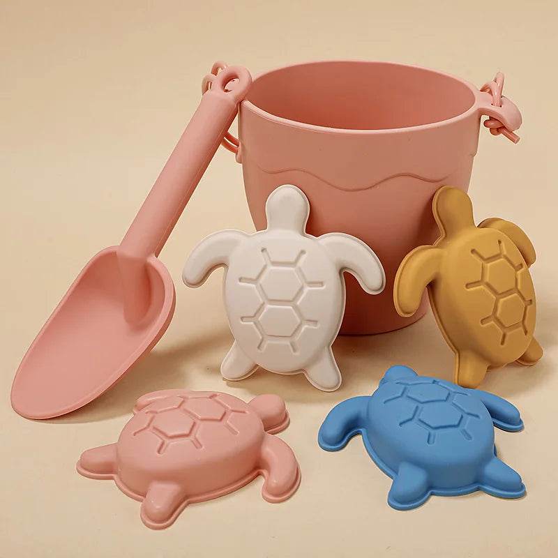 TYRY.HU 8pcs/set Children Toys Silicone Beach Toy Set with Bucket and Six Accessories Fun Outdoor Play Sand for Kids - AIAZ