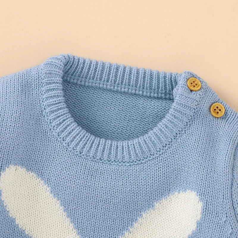 Cute Rabbit Knitted Baby Rompers Clothes Spring Autumn Crew Neck Long Sleeves Newborn Boys Girls Easter Jumpsuits Outfits 0-18m