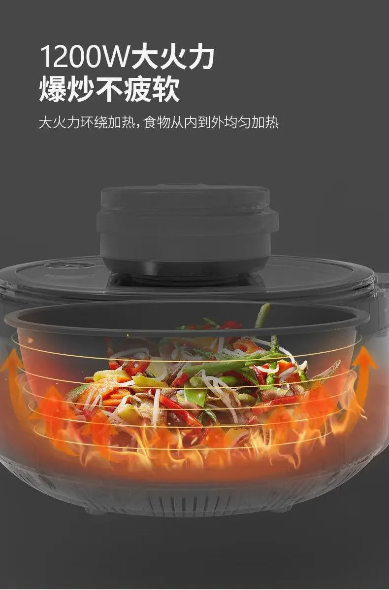 Household cooking robot automatically stir-fries over high heat without oil smoke