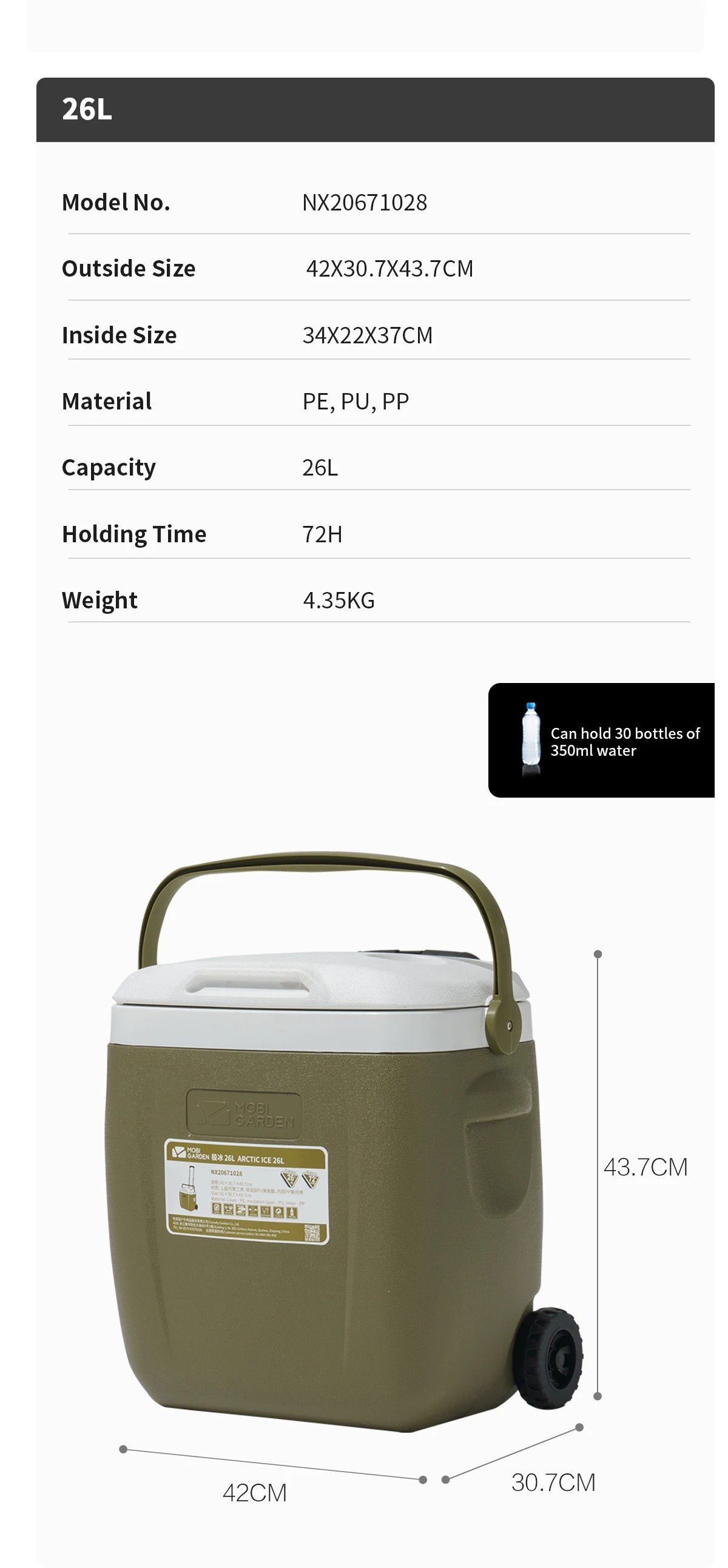 MOBI GARDEN Camping Cooler Box Ice Box Food&Drink Portable Outdoor Picnic Keep Fresh Refrigerator