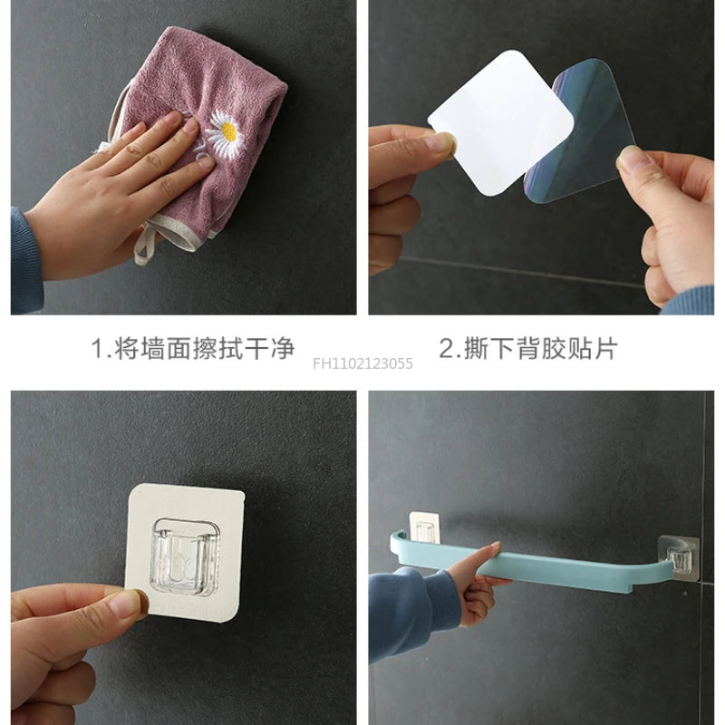 Bathroom Shelf PendantToilet Paper Holder Plastic Self-adhesive Towel Rack Wall-mounted Hanging Hook Bathroom Supplies