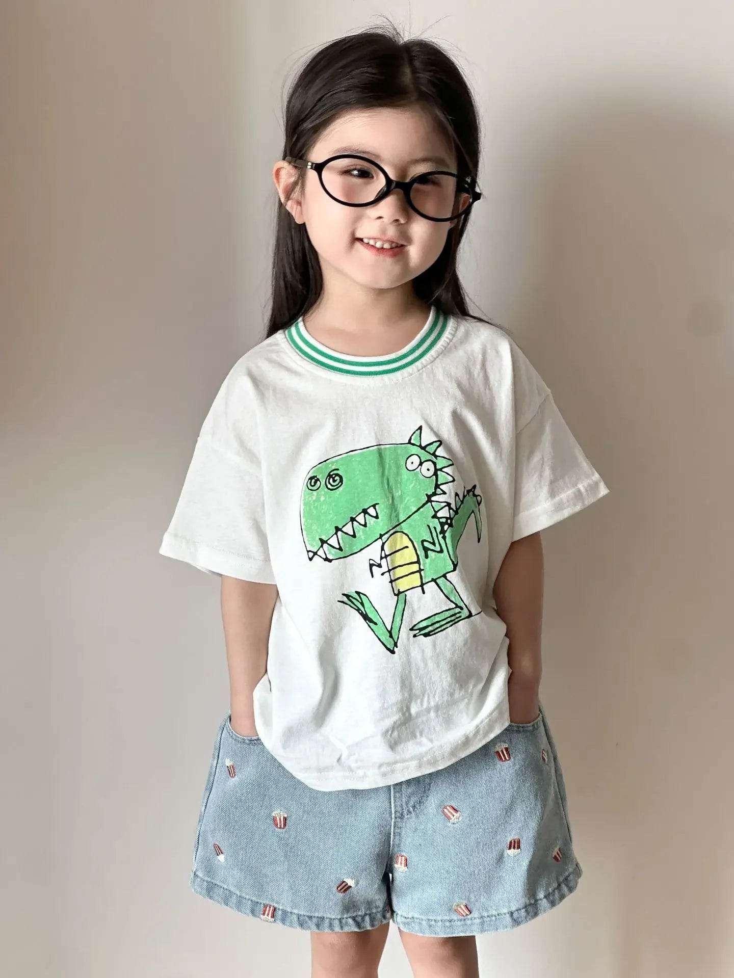 Fashion Cartoob Print Denim Kids Shorts Girls Pants Summer 2025 New Boys Summer Clothes Baby Loose Casual Pants - AIAZ