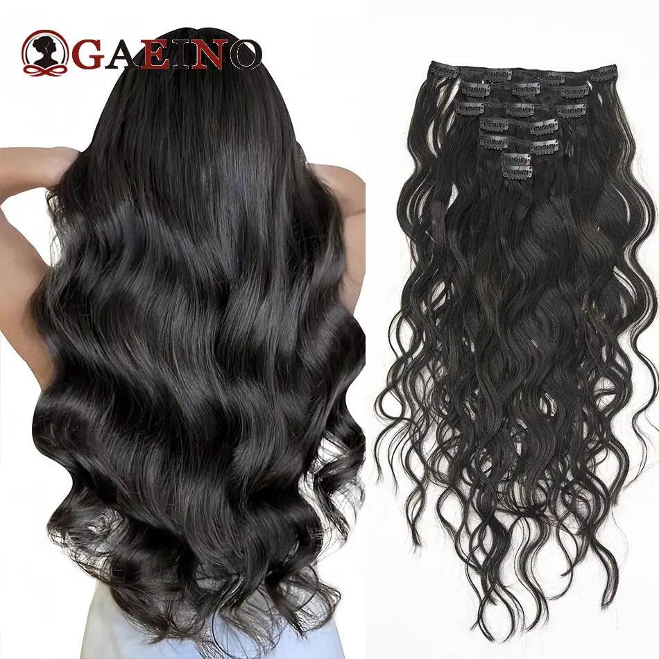 12A Natural Wave Clip In Human Hair Extensions 100% Remy Human Hair Clip In 120G 7Pcs/Set Full Head For Women 14-24Inch - AIAZ