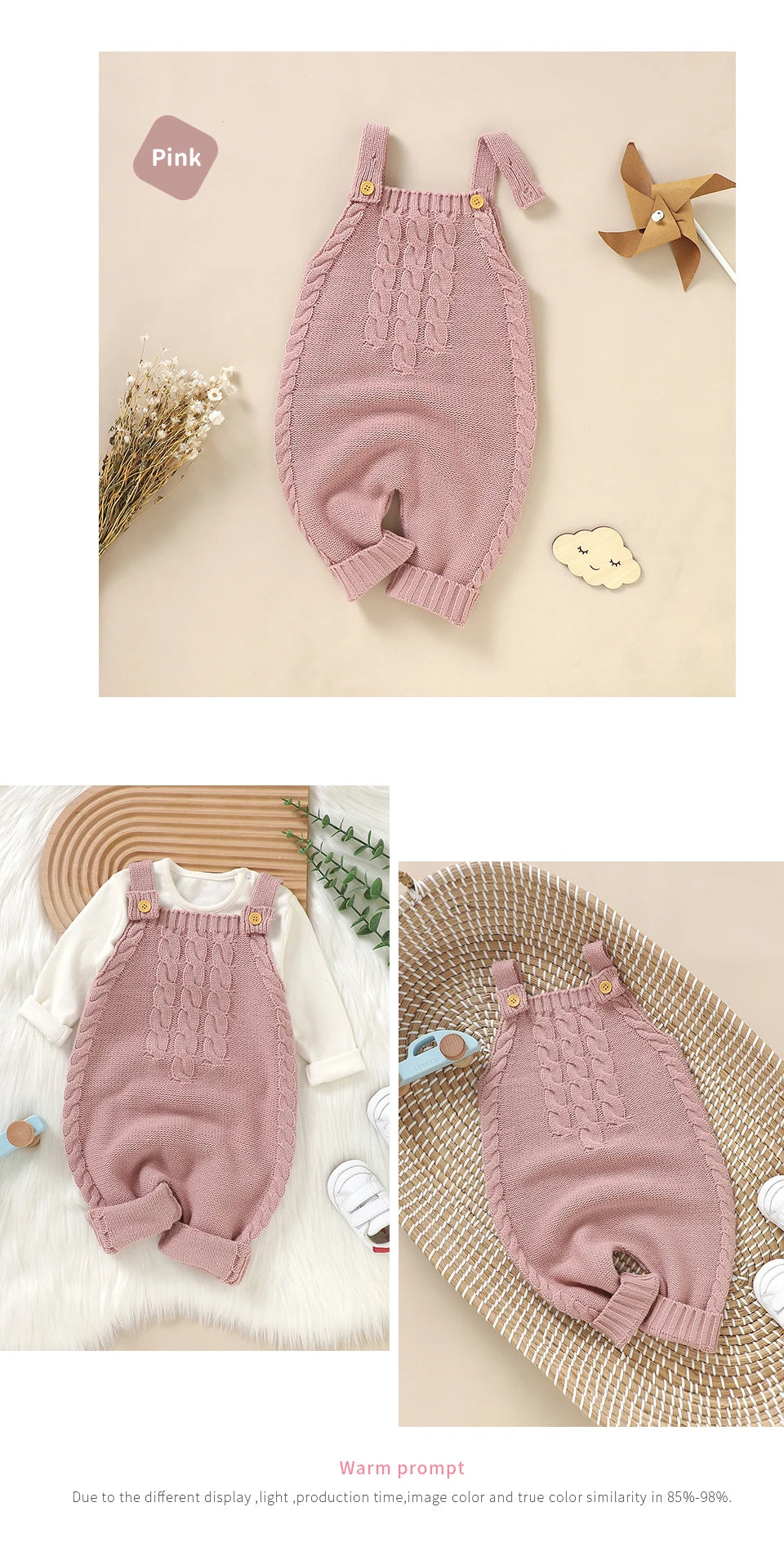 Infant Boys Girls Sleeveless Rompers Clothes 0-18m Newborn Babies Solid Color Knitted Jumpsuits Outfit Spring Fall Children Wear