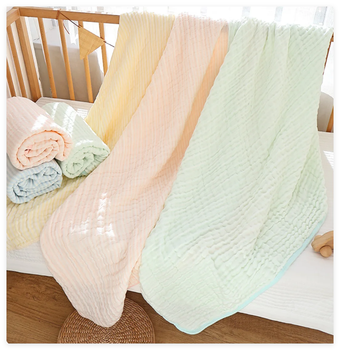 Muslin Swaddle Blankets Newborn 6 Layers Cotton Bamboo Soft Baby Blanket Receiving Blanket For Boys Girl Toddler Baby Bath Towel