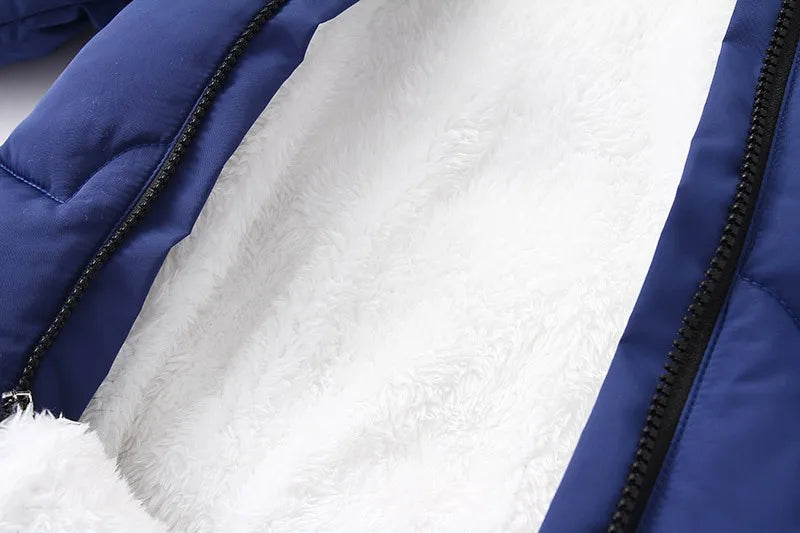 2024 New Winter Baby Rompers Thick Warm Infant Hooded Inside Fleece Jumpsuit Newborn Boy Girl Overalls Toddler Clothing Set