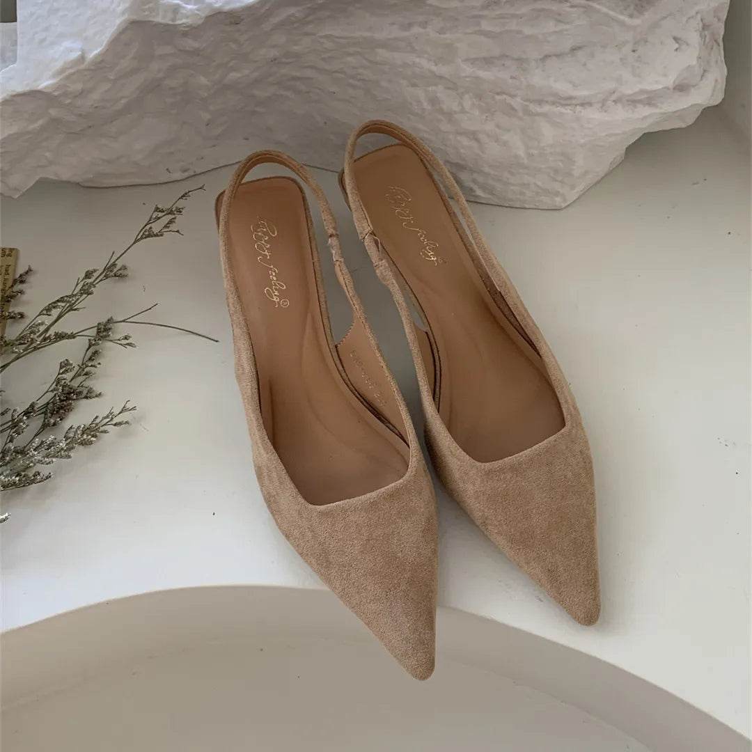 Bailamos Women Sandals Pointed Toe Elegant Low-heel Shoes Summer Fashion Slingback Woman Mules Shoes Pumps Dress Shoes - AIAZ