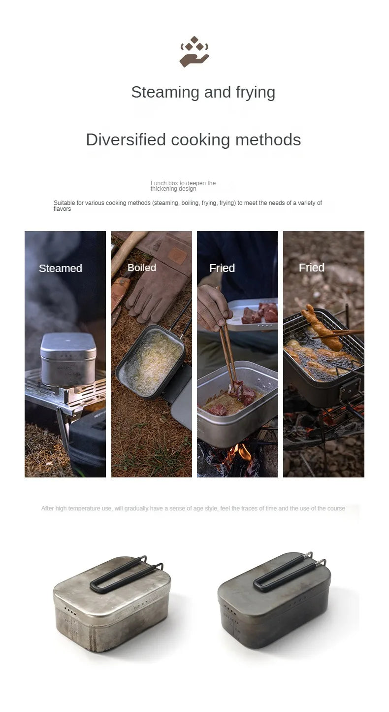 Campingmoon Hard Alumina Alloy Portable Heated Picnic Outdoor Camping Cookware Bento Lunch Meal Box