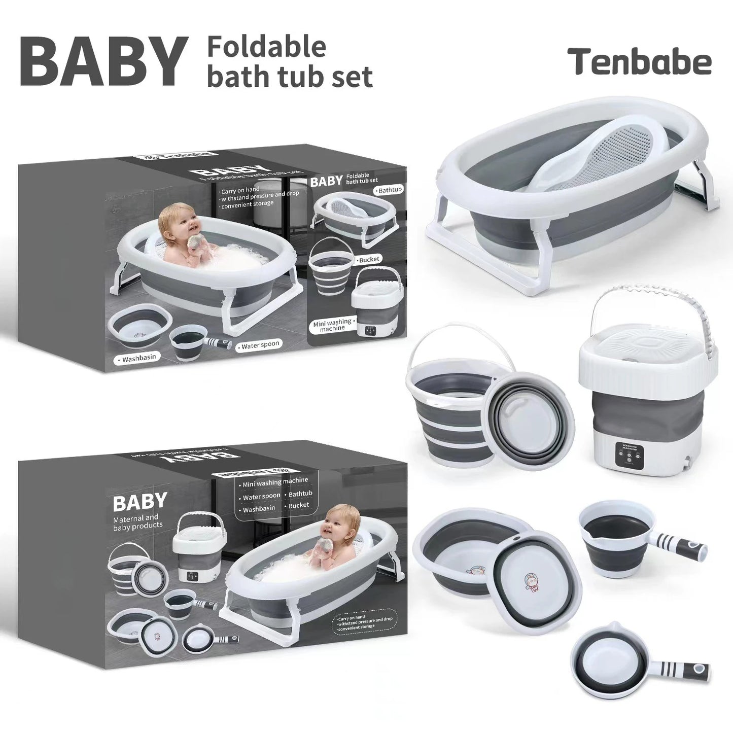 Baby Bath Tub Set with Hanger,Newborn Tub,Non-slip,Complete Bathing Set,Baby Bath Basin,Durable Bathtub,Plastic Baby Bathtub