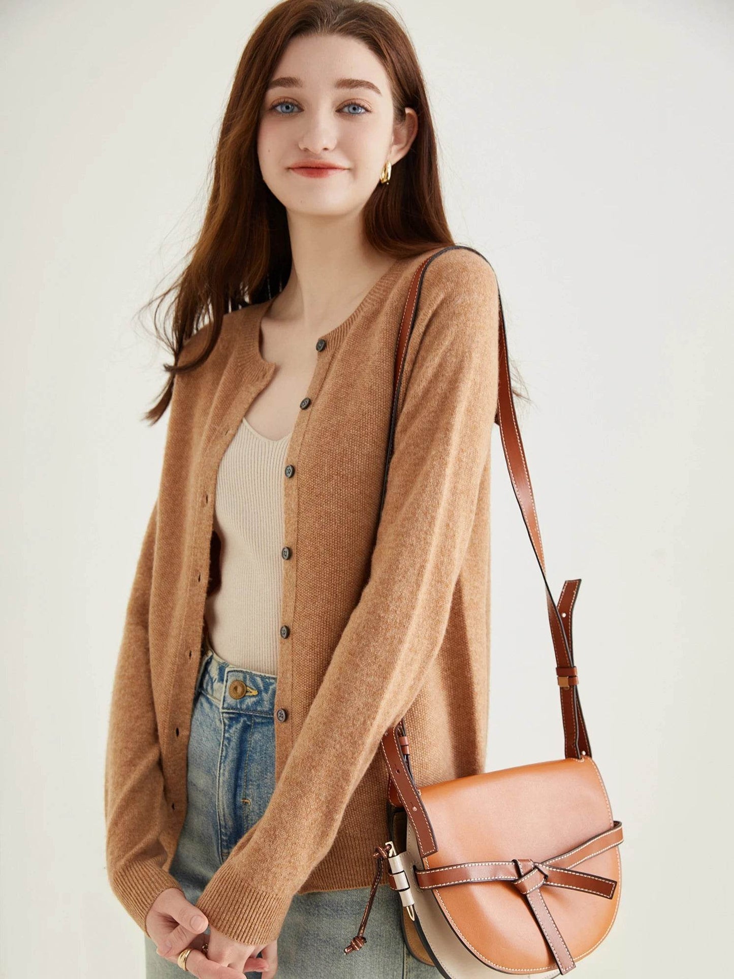 Knit Cardigan for Women Sweater Woman Long Sleeve Top 100% Wool Cardigans Sweaters Vintage Coat Knitwears Jacket Female Clothing - AIAZ