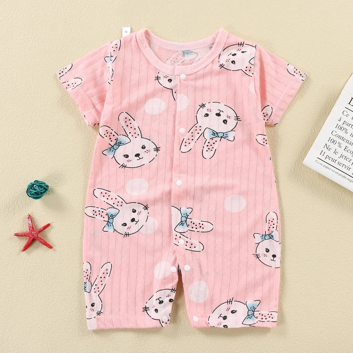 2025 New Baby Onesies Climbing Clothes Pure Cotton Summer Newborn Boys Girls Rompers Short-Sleeved Thin Harness Infant Clothes