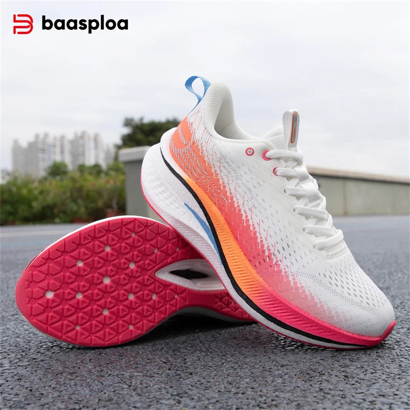 Baasploa Women Professional Running Shoes Outdoor Carbon Plate Non Slip Sports Shoes Female Casual Breathable Jogging Sneakers