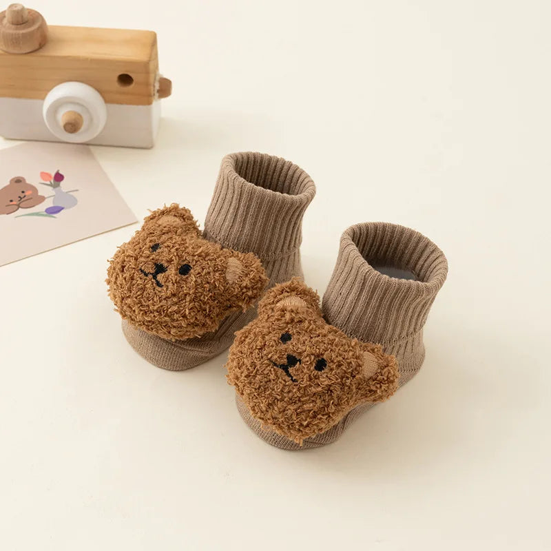 Cute Cartoon Bear Baby Socks for Boys Girls Spring Autumn Soft Cotton Anti Slip Soled Newborn Toddler Sock Kids Warm Socken