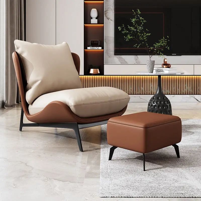 Italian Luxury Light Sofa Chair: Trendy Lazy Lounger, Ideal for Small Living Rooms & Balconies