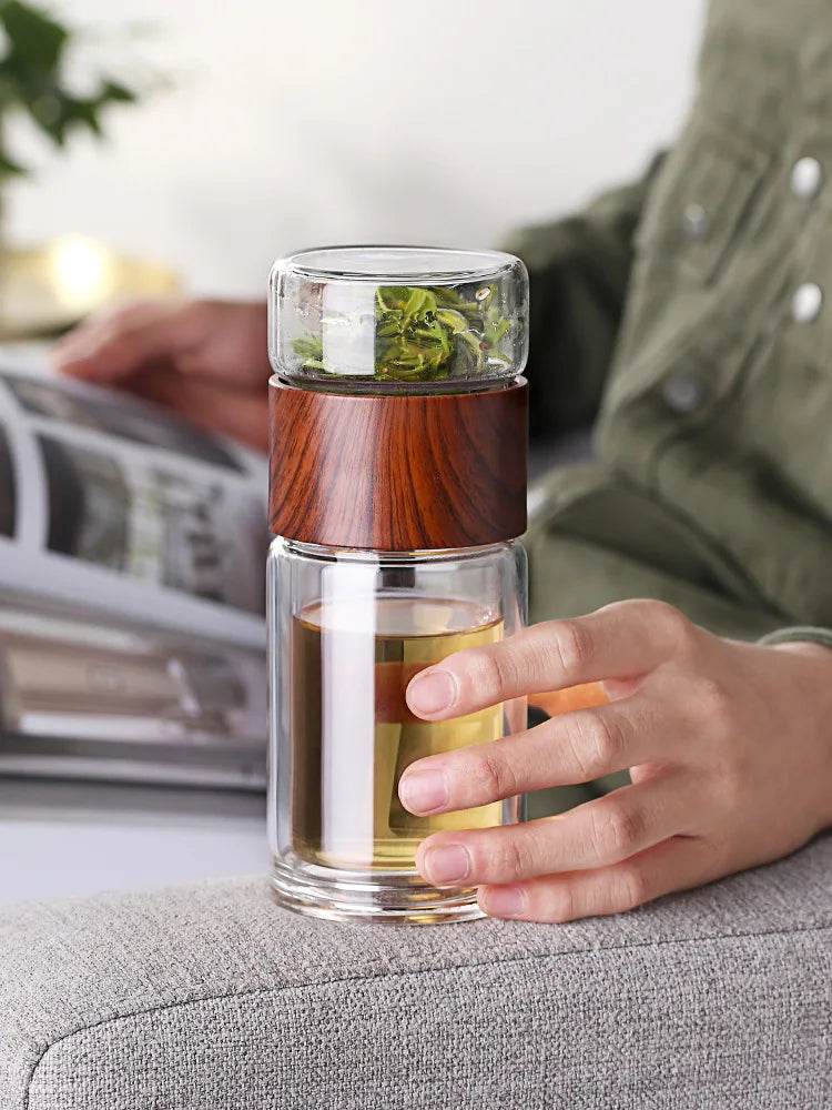 High Quality Double Glass Water Bottle With Case Tea Drink Bottle Infuser Tumbler Drinkware Waterbottle Eco-Friendly - AIAZ
