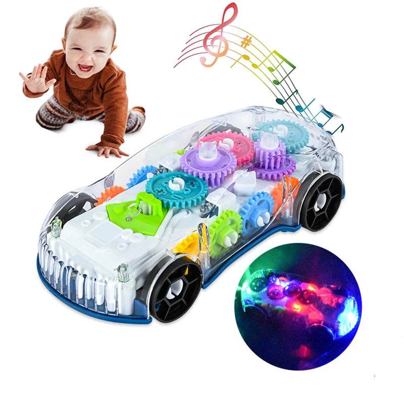 Baby toys Toddler Police Car Electric Vehicle Toy Auto Driving Transparent Gears Music Lights Cars Toys for Kids Boys - AIAZ