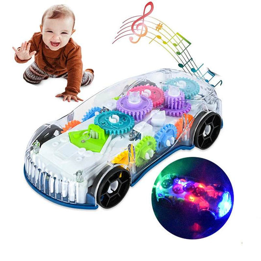 Baby toys Toddler Police Car Electric Vehicle Toy Auto Driving Transparent Gears Music Lights Cars Toys for Kids Boys - AIAZ