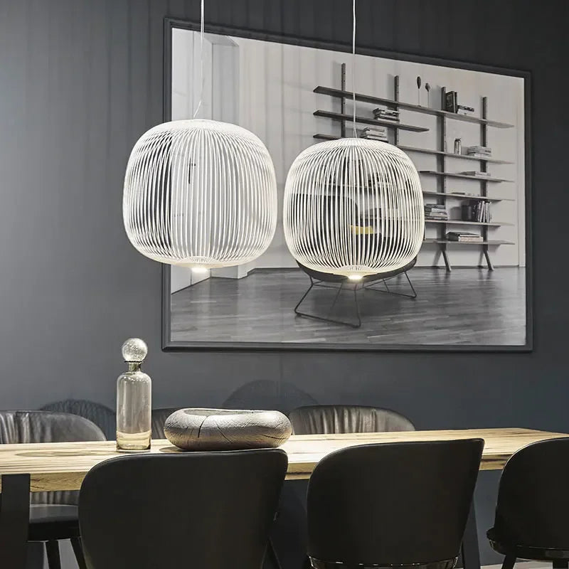 Replica Foscarini Spokes 1/2 Suspesnsion White Pendant Lamp Dining room Bar Kitchen Island Birdcage Light Italian Designer Lamp