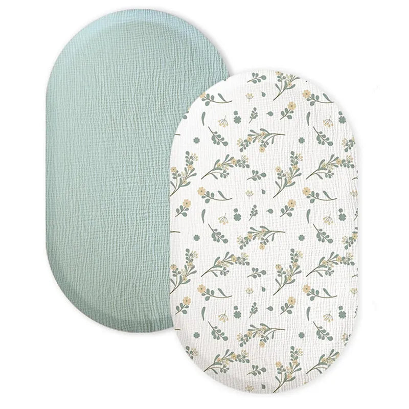 2 Pcs Baby Crib Sheets Breathable Cotton Universal Fit Solid Printing Color Bassinet Infant Bedding Fitted Sheet Sets