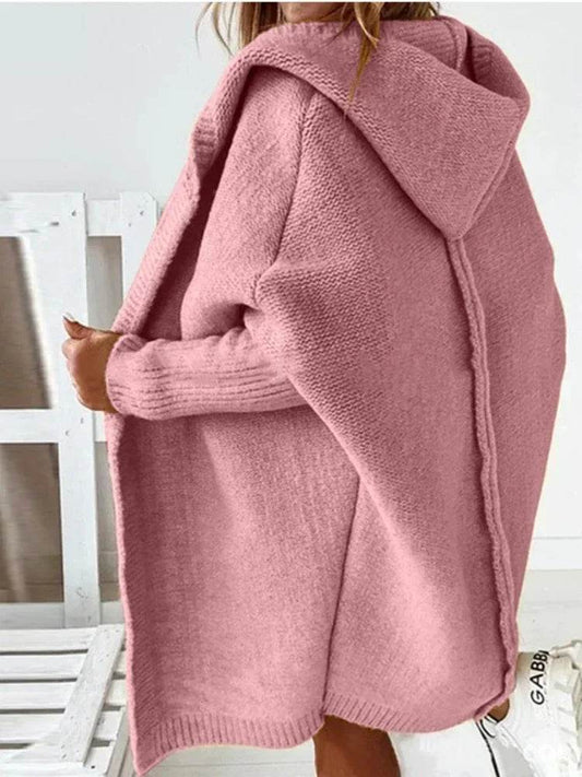 Women's Long Hooded Knitted Cardigan Sweater Warm Winter Overcoat Loose Fit Ladies Jumper Coat Knitwear Comfortable Knit - AIAZ