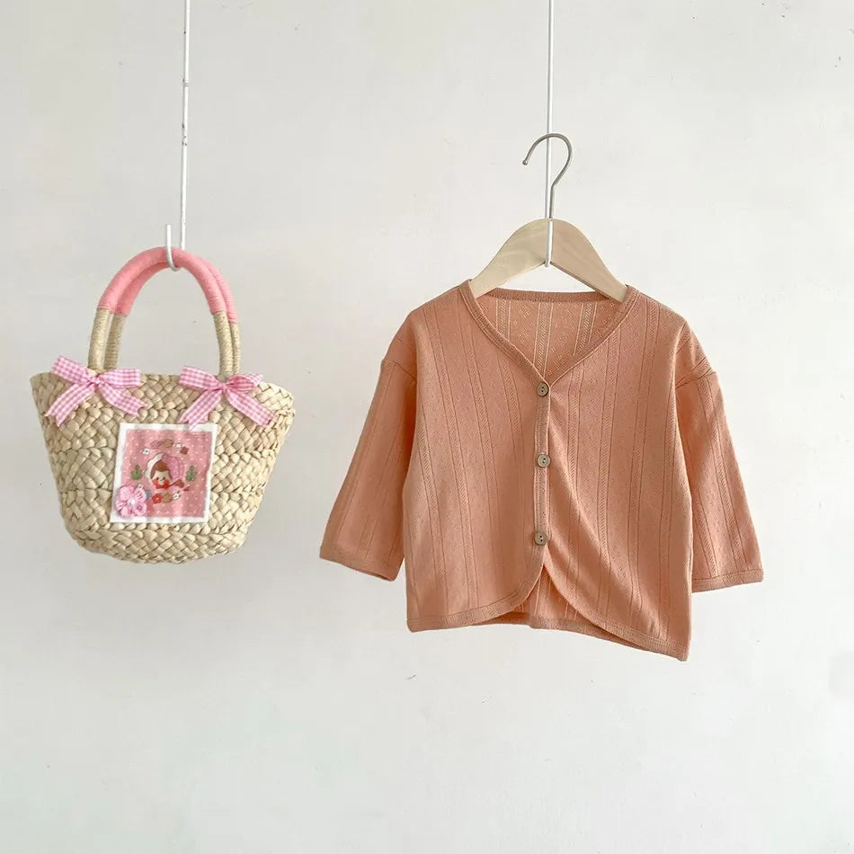 Kids Clothes Toddler Summer Jacket Infant Korean Casual Tops Boys Girls Lightweight Long Sleeve Outerwear Solid Color Cardigan