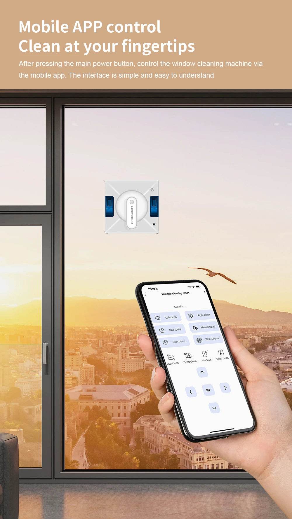 Robot Window Cleaner LIECTROUX YW509,4-Way Water Spray,Home Wall Glass Window Robot Vacuum Cleaner,Updated Laser,Smart Memory - AIAZ