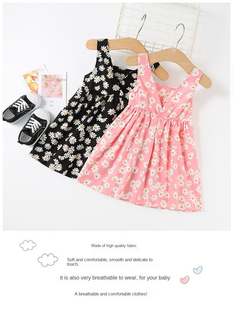 New Baby Girls Sleeveless Flower Print Dresses Clothes Bowknot Kid Summer Princess Dress Children Party Ball Pageant Outfit