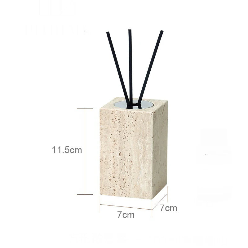 Beige Travertine Bathroom Accessories Set Natural Marble Soap Dispenser Soap Dish Reed Diffuser Vanity Tray Bathroom Set