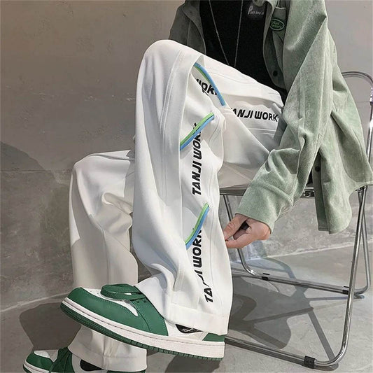 2025 New Fashion Trends Men's Casual Pants Processing Pants Thin Loose Oversized Elastic Breathable and Ventilated Pants - AIAZ