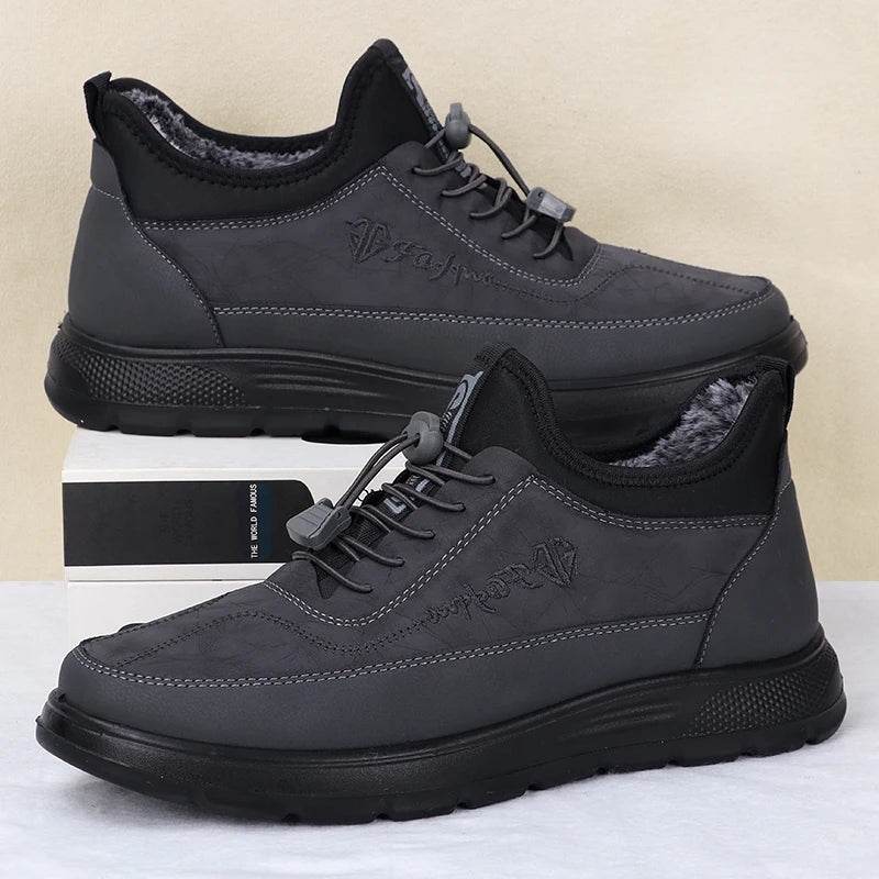 2025 New Winter Men Lace Up Snow Boots Warm And Cold Proof Comfortable And Soft Waterproof And Anti Slip Waterproof And Anti Sli - AIAZ
