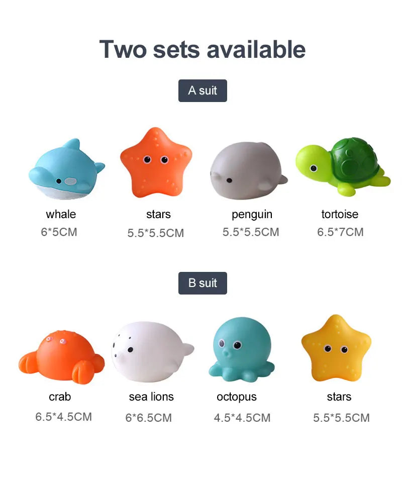 Cute Animals Bath Toy Swimming Water LED Light Up Toys Soft Rubber Float Induction Luminous Frogs for Kids Play Funny Gifts