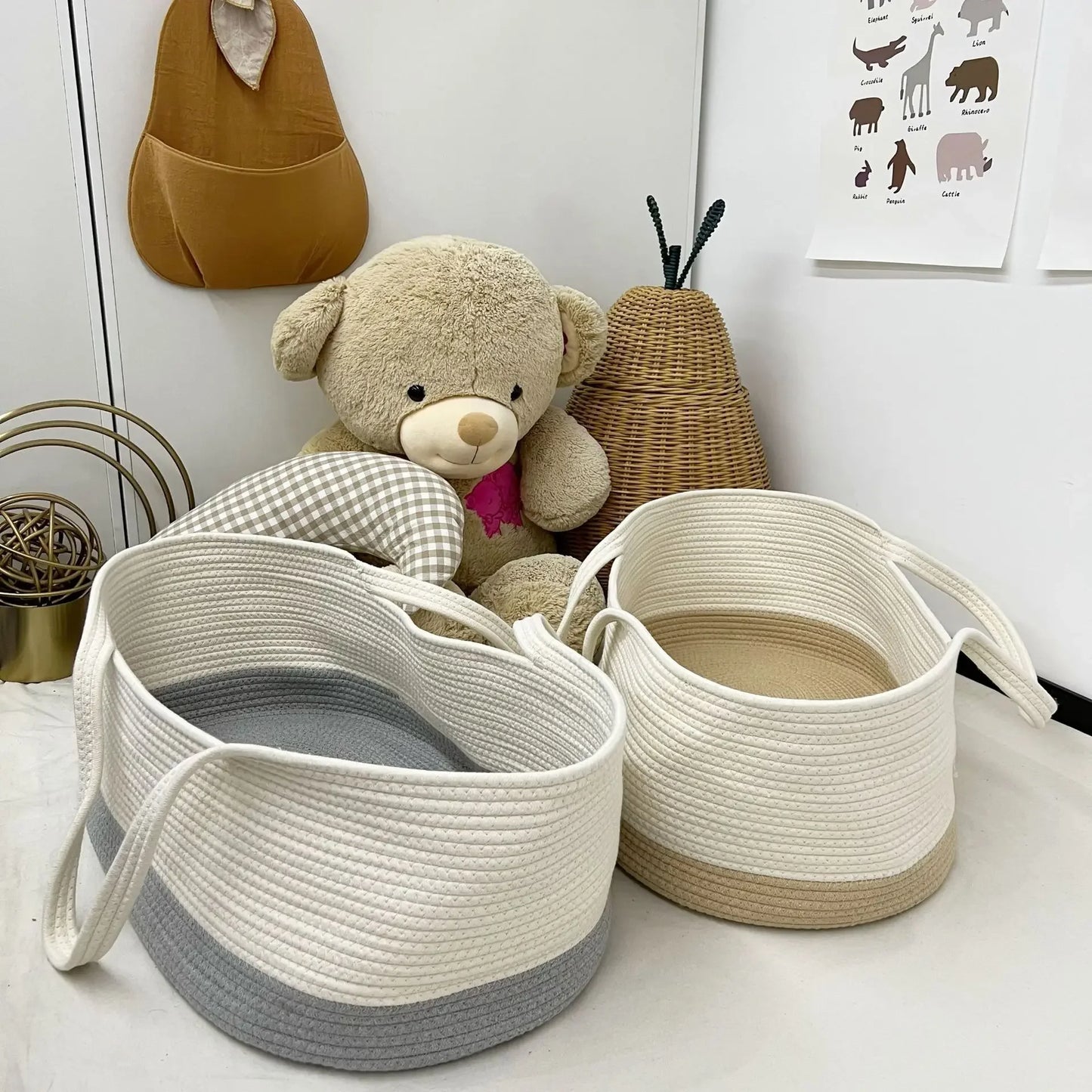Ins Newborn Hand Basket Cotton Rope Woven Crib Baby Cradle Portable Outdoor Sleeping Infant Accessories Photography Props Gifts