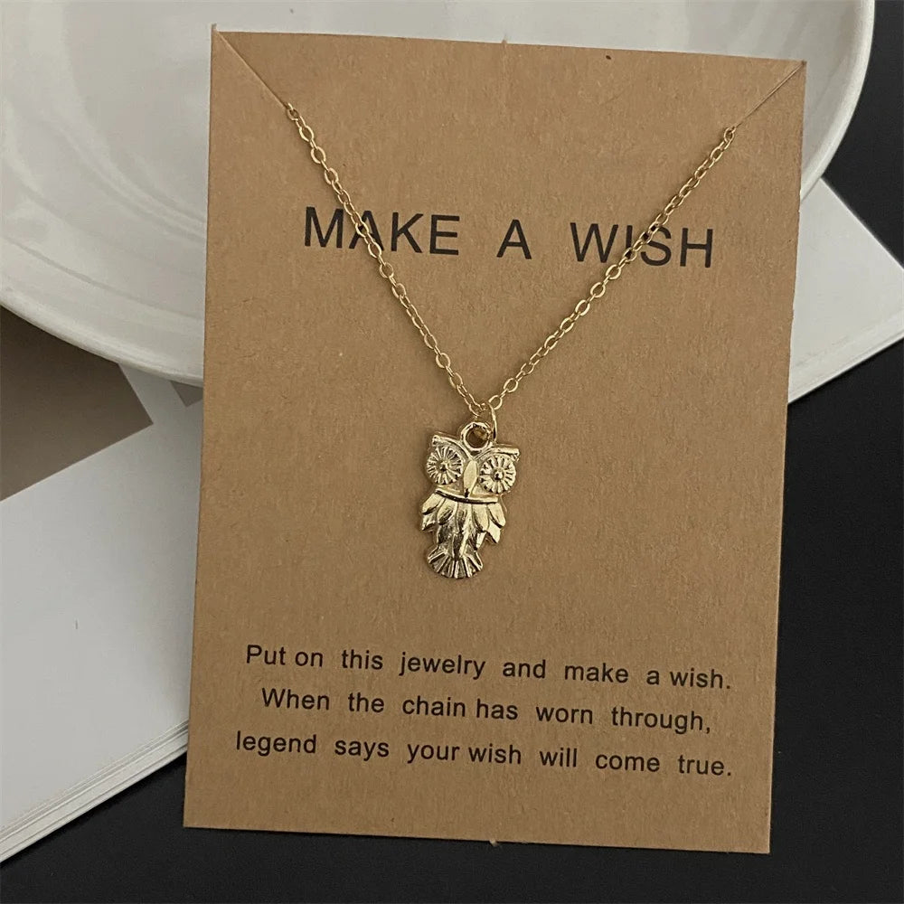 New Fashion Love Heart Pendant Necklace Animial Plam Geometric Trendy Gift Necklace Golden Color Collar Jewelry Wholesale