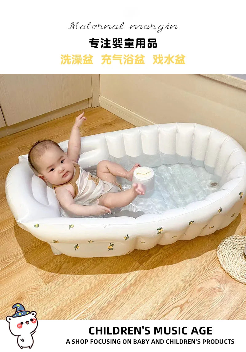 Ins style new portable baby bath tub newborn bath tub foldable children's inflatable swimming pool