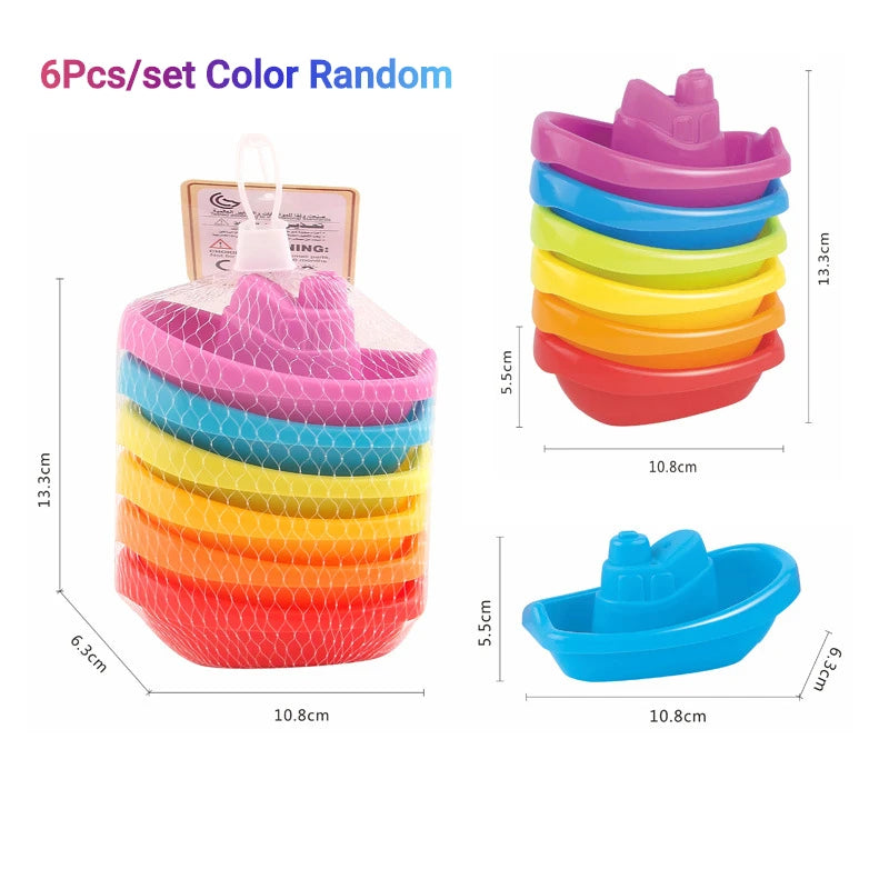 Baby Bath Toys Stacking Boat Toys Colorful Early Education Intelligence Gift Boat-shaped Stacked Cup Folding Tower Baby Toys