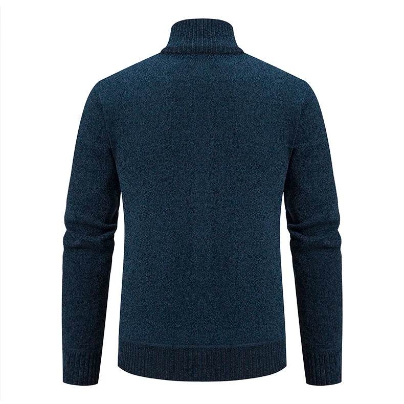 2023 Knitwear Spring and Autumn Men's Stand-up Collar Thick Warm Cardigan Sweater Winter Loose Casual Coat - AIAZ
