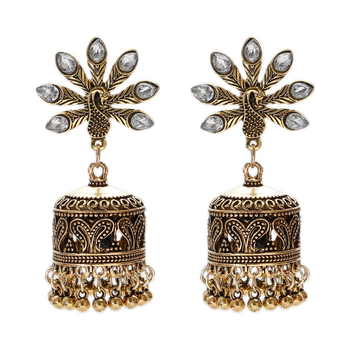 Boho Afghan Ethnic Drop Earrings For Women Pendient Gold Color Gyspy Silver Color Bell Ladies Indian Earring Jewelry