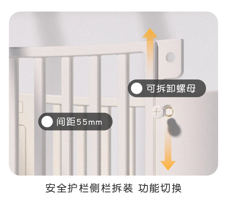 zz  Movable Crib Bed Diaper-Changing Table Lifting Multifunctional Children's Bed Cradle Newborn
