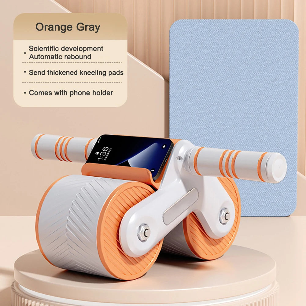 Abdominal Wheel Exerciser Dual Wheel Design Abdominal Fitness Wheel Automatic Rebound Anti-Slip for Bodybuilding Training