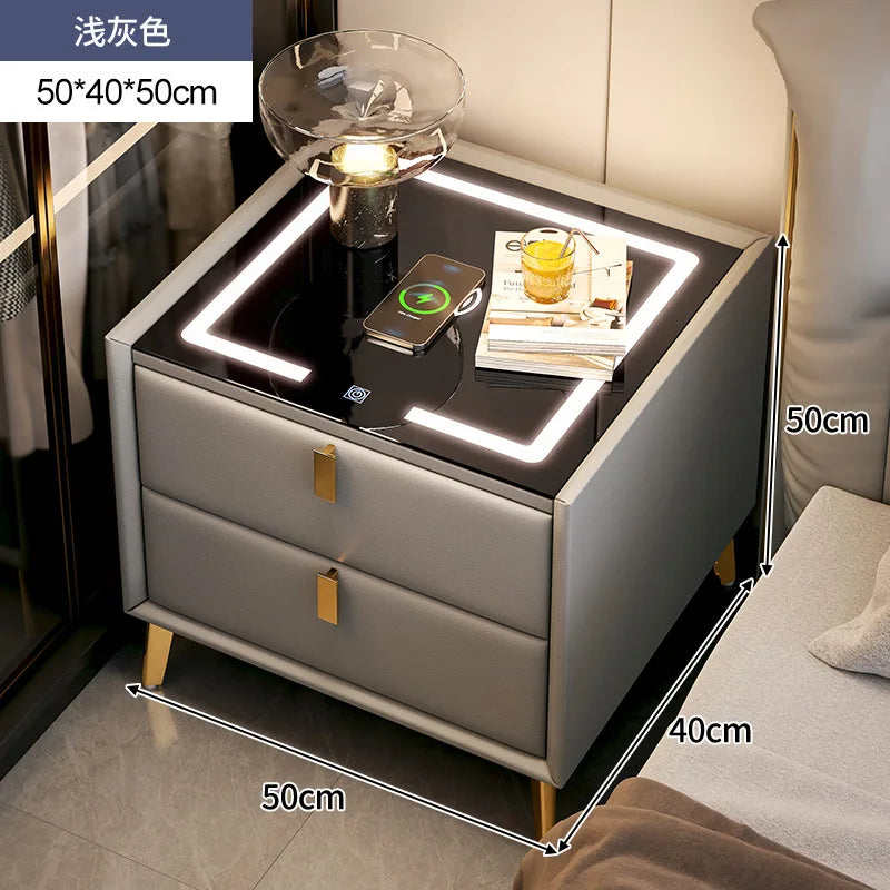 Intelligent Bedside Table Wireless Charge Three Color Night Light Bluetooth audio USB Interface Nightstands Bedroom Furniture