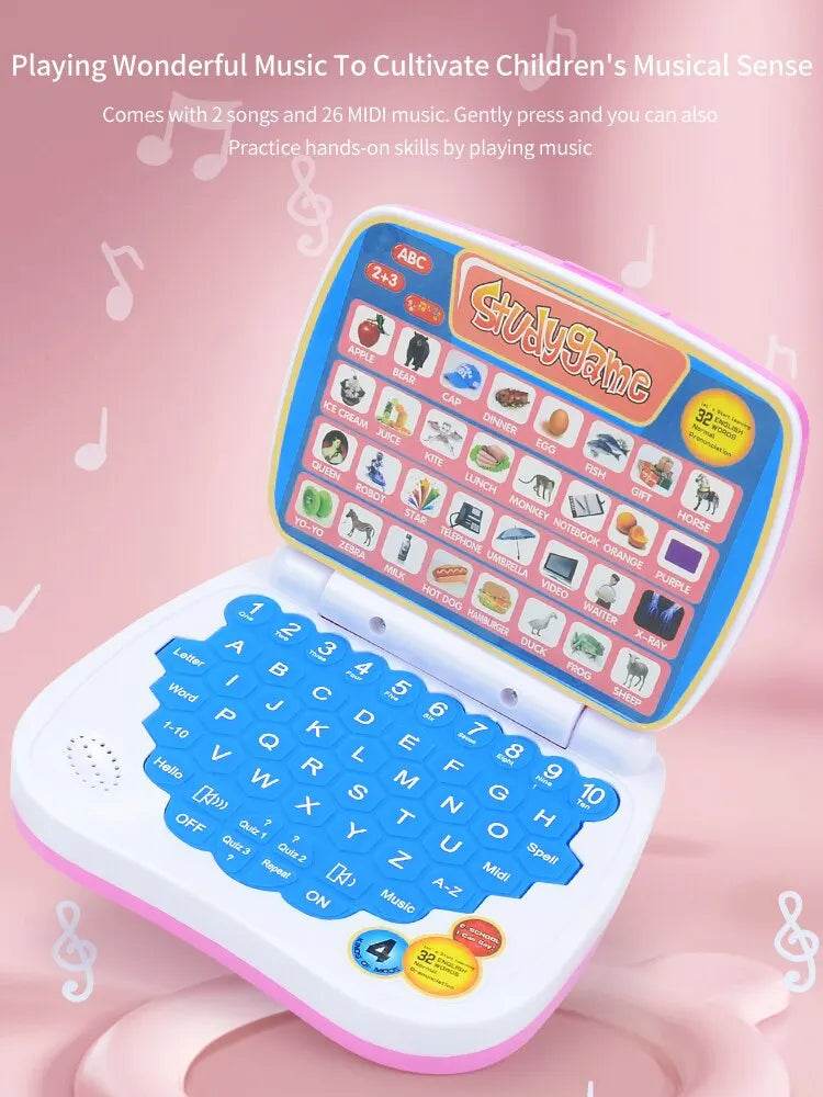 English Learning Small Laptop Toy for Kids 2-3 Years. Boys and Girls Computer for Aphabet ABC.Numbers.Words.Spelling.Maths.Music - AIAZ