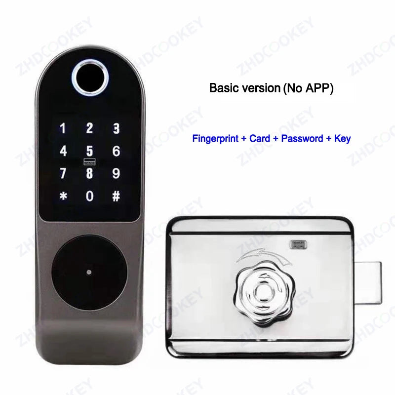 Security Home Gate Door Keys Entry RFID Card Code Password Tuya Wifi TTlock Smart Door Lock Digital Double Side Fingerprint Lock