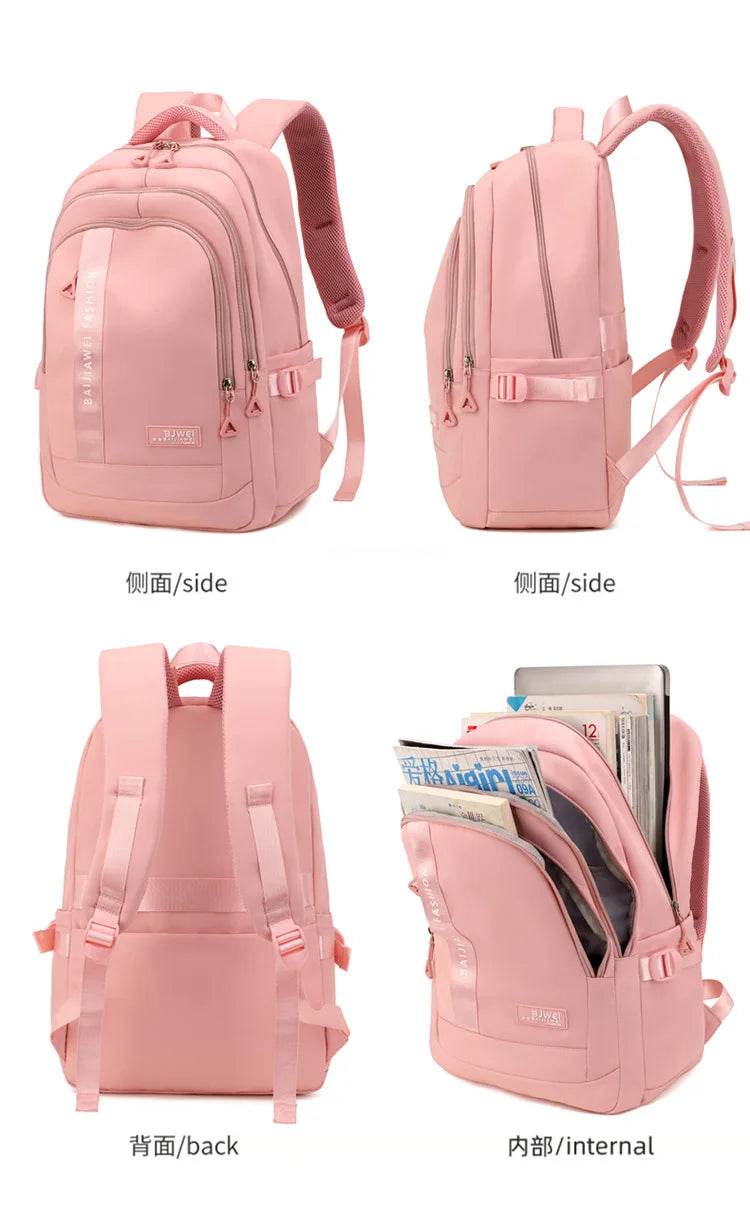 BAIJIAWEI brand college and high school student school backpacks Nylon orthopedic school bags reduces the burden girls schoolbag - AIAZ