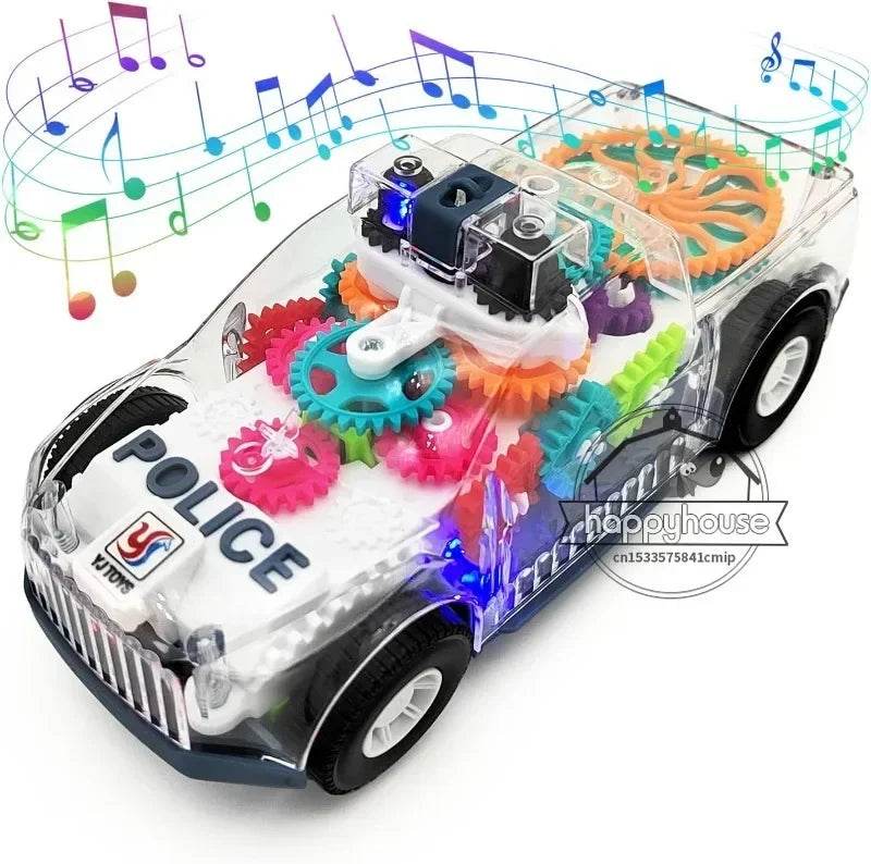 Baby toys Toddler Police Car Electric Vehicle Toy Auto Driving Transparent Gears Music Lights Cars Toys for Kids Boys - AIAZ