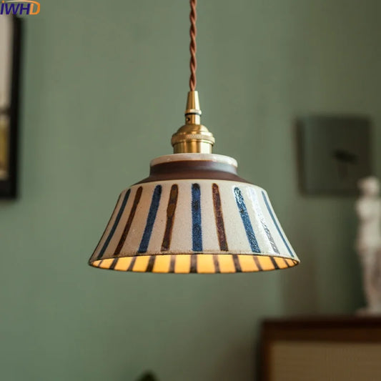 IWHD 2024 New Style Nordic Modern LED Pendant Lights Fixtures 4W Bedroom Dinning Living Room Ceramic Beside Lamp Hanglamp