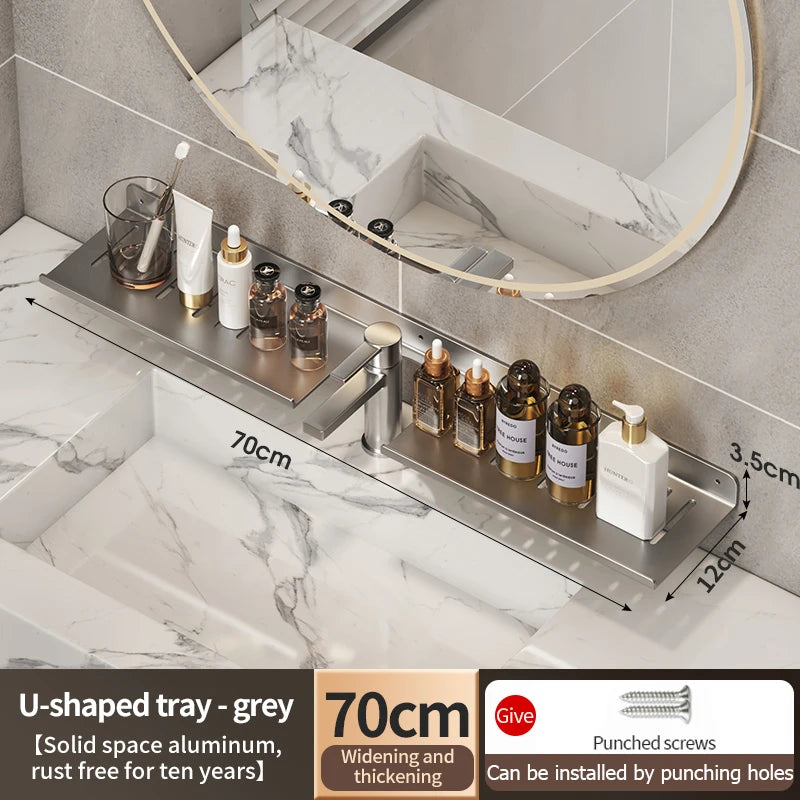 Faucet storage tray, bathroom storage rack, mirror front toilet, washbasin, washbasin, non perforated bathroom rack