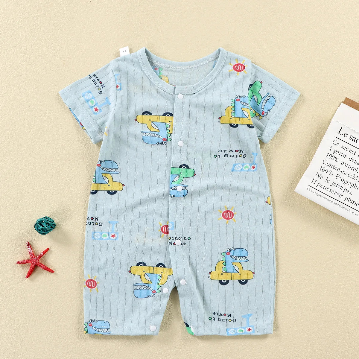 2025 New Baby Onesies Climbing Clothes Pure Cotton Summer Newborn Boys Girls Rompers Short-Sleeved Thin Harness Infant Clothes